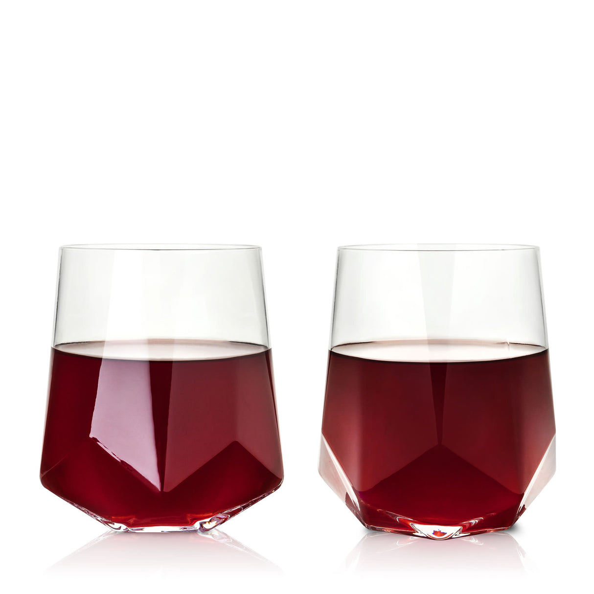 Seneca Crystal Faceted Wine Glasses, Set of 2