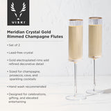 Meridian Crystal Gold Rimmed Champagne Flutes, Set of 2