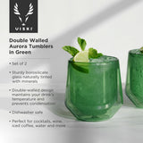 Aurora Double Walled Tumblers in Green, Set of 2