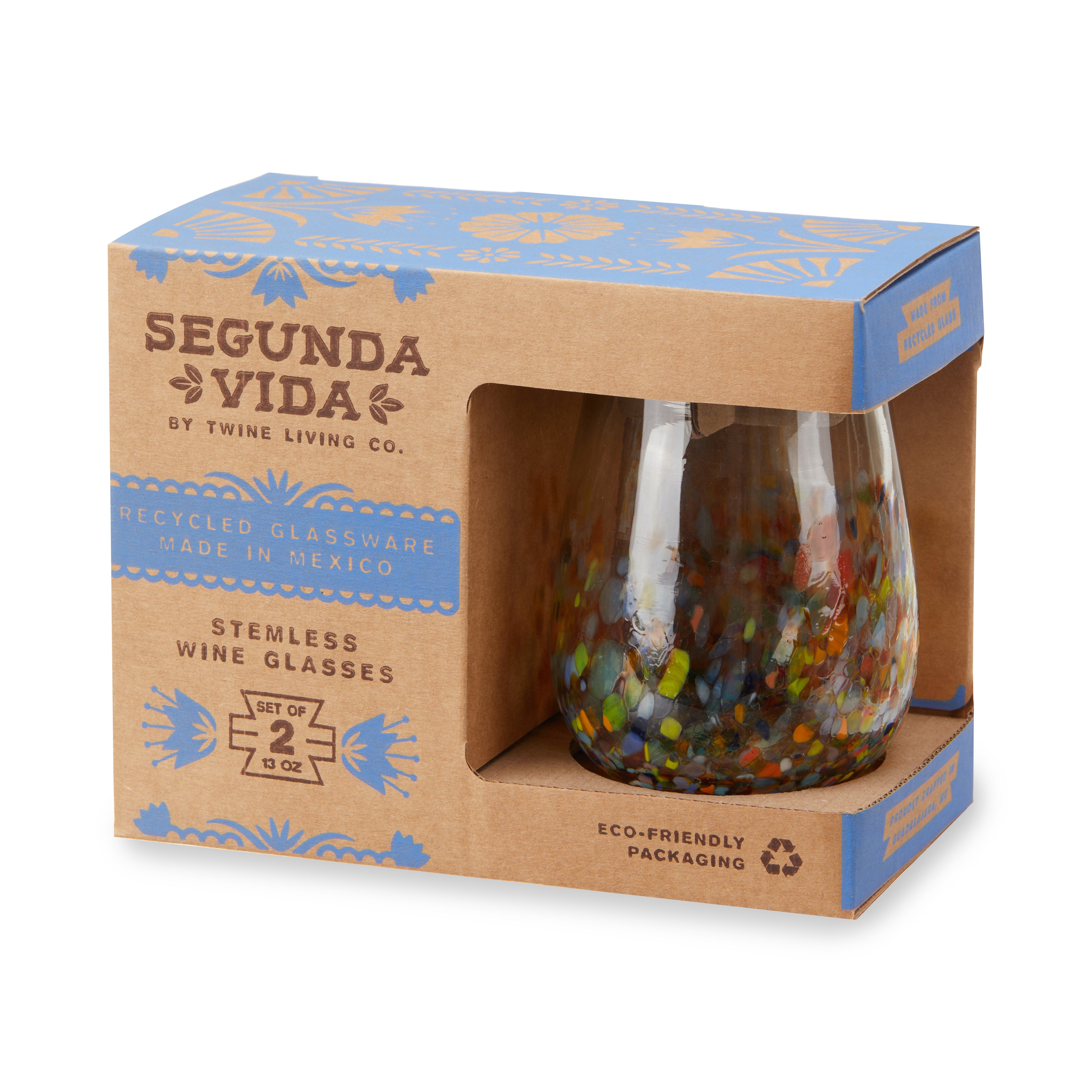 Segunda Vida Artistico Recycled Stemless Wine Glasses, Set of 2 - Thumbnail 4