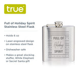 Trueflask 6 oz Stainless Steel Full of Holiday Spirit Flask