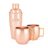 Hammered Mule Mug and Cocktial Shaker in Copper, Set of 3