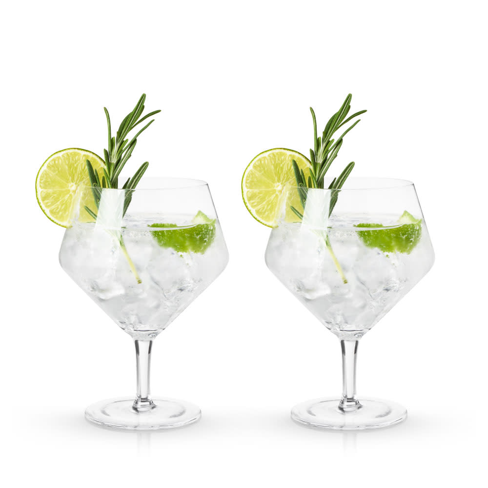 Raye Crystal Angled Gin & Tonic Glasses, Set of 2