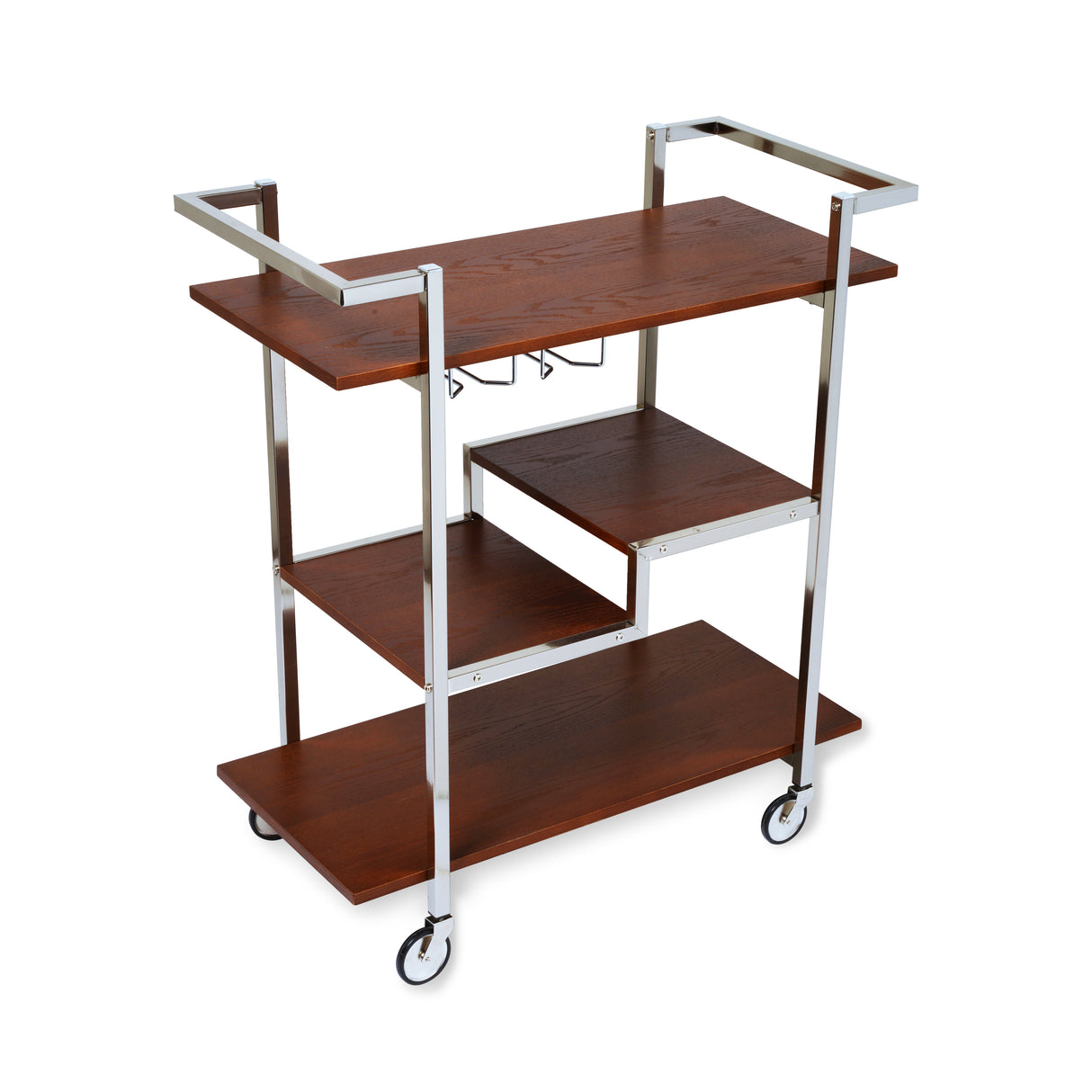 Harrison Bar Cart in Wood and Stainless Steel