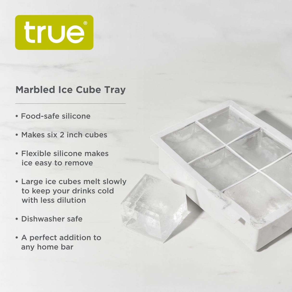 Marbled 2" Silicone Ice Cube Tray in Marble