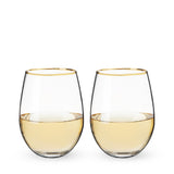 Gilded Stemless Wine Glasses, Set of 2