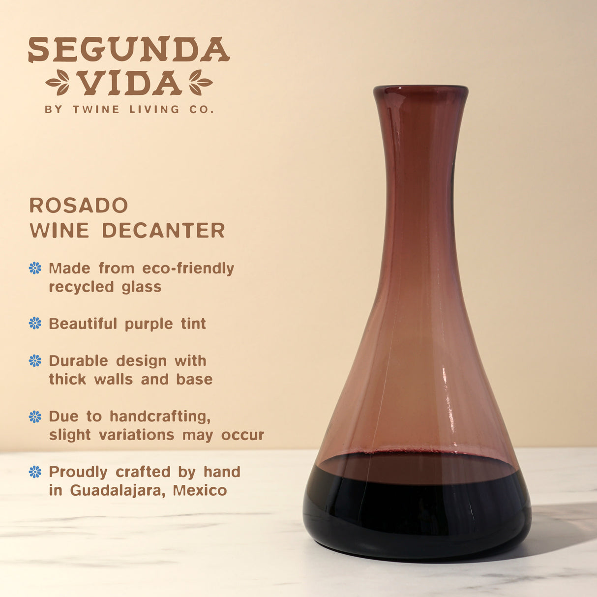 Segunda Vida Rosado Recycled Wine Decanter