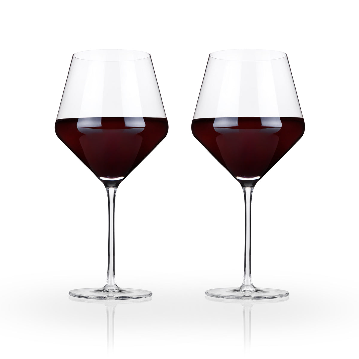 Viski Raye Angled Burgundy Wine Glasses, Crystal Clear Red Wine Glasses ...