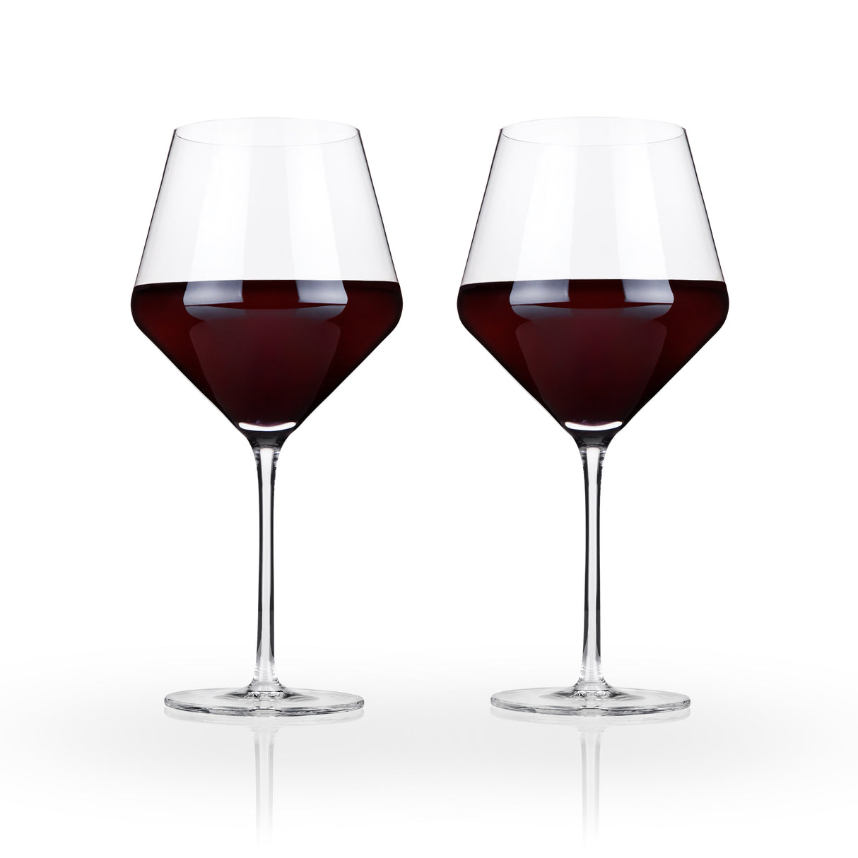 Raye Crystal Angled Burgundy Glasses, Set of 2