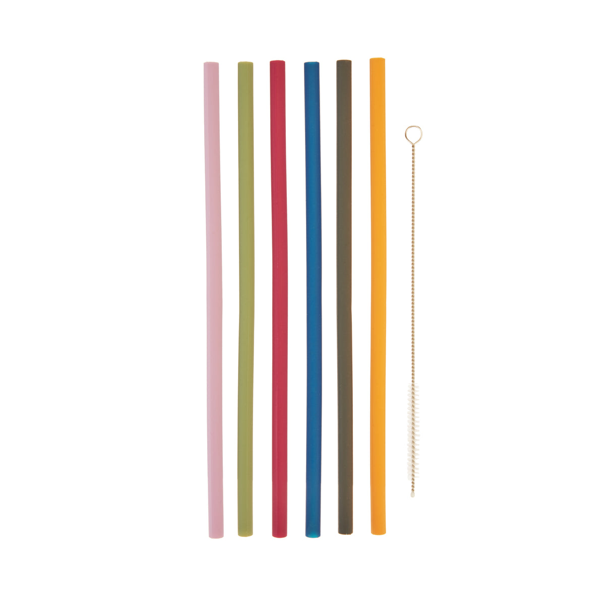 Savoy Silicone Straws with Cleaning Brush, Set of 6