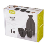 Moga 5-Piece Porcelain Sake Set in Black