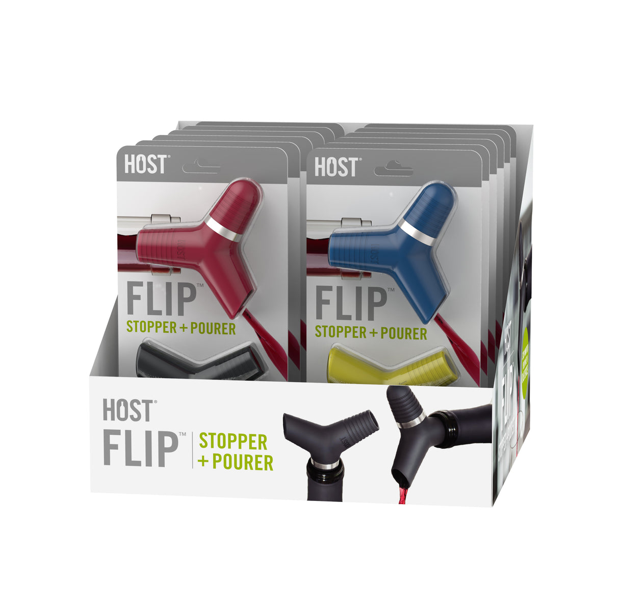 FLIP Stopper + Pourer in Assorted Colors, Set of 2