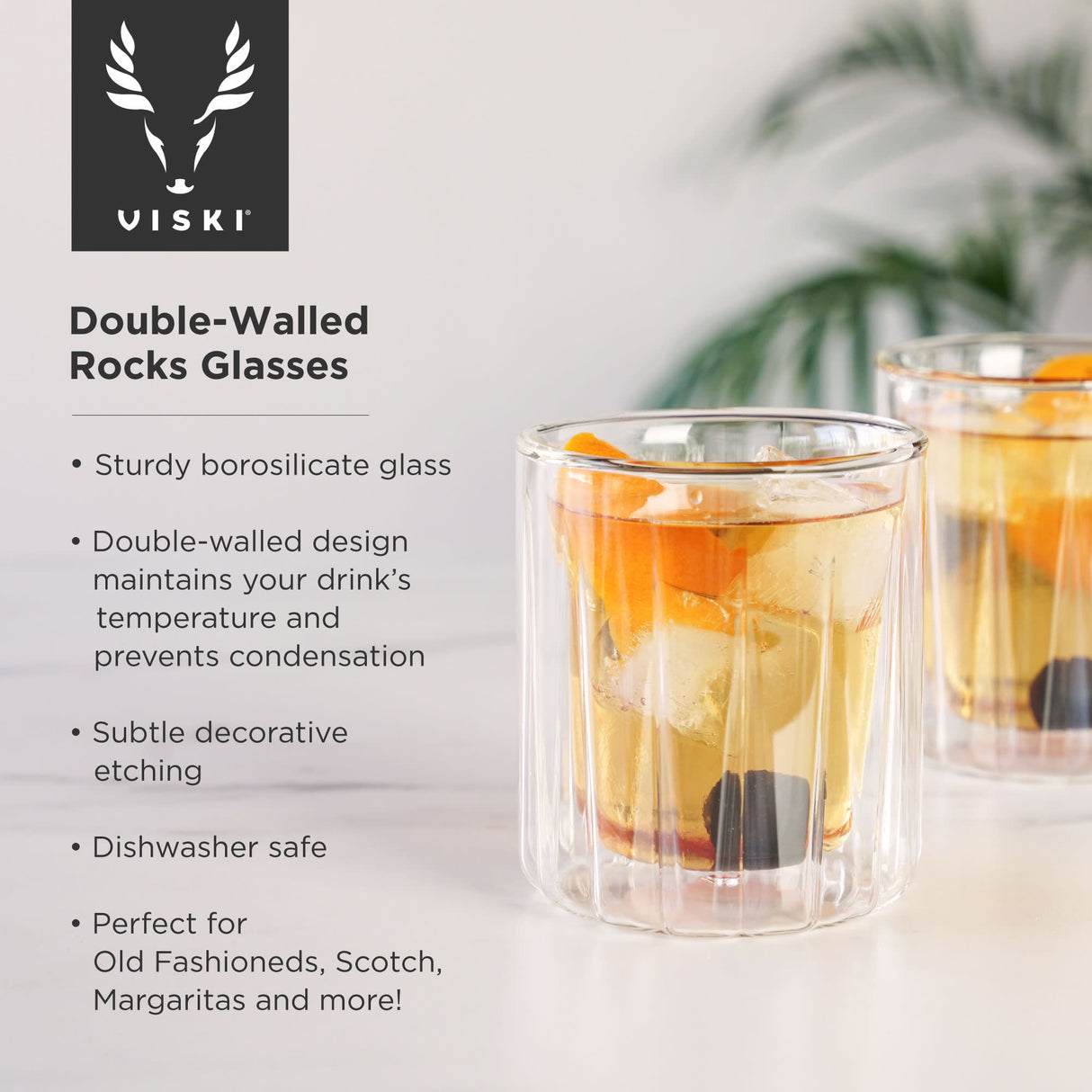 Double Walled Rocks Glasses, Set of 2