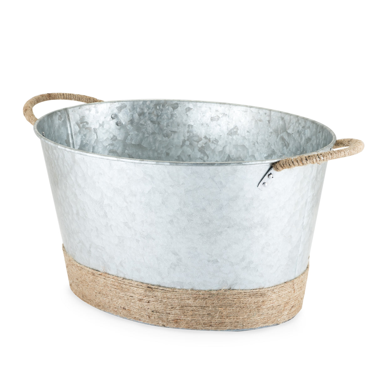 Jute Rope Wrapped Galvanized Metal Beverage Tub