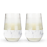 Wine FREEZE XL Cooling Cup in Marble, Set of 2