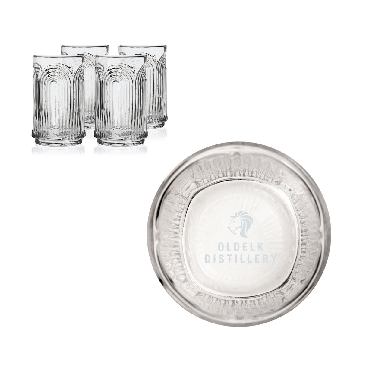 Deco Beau Crystal Highball Glasses, Set of 4