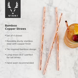 Pacific Bamboo Straws in Copper, Set of 4