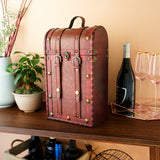 Two Bottle Antique Wooden Wine Box