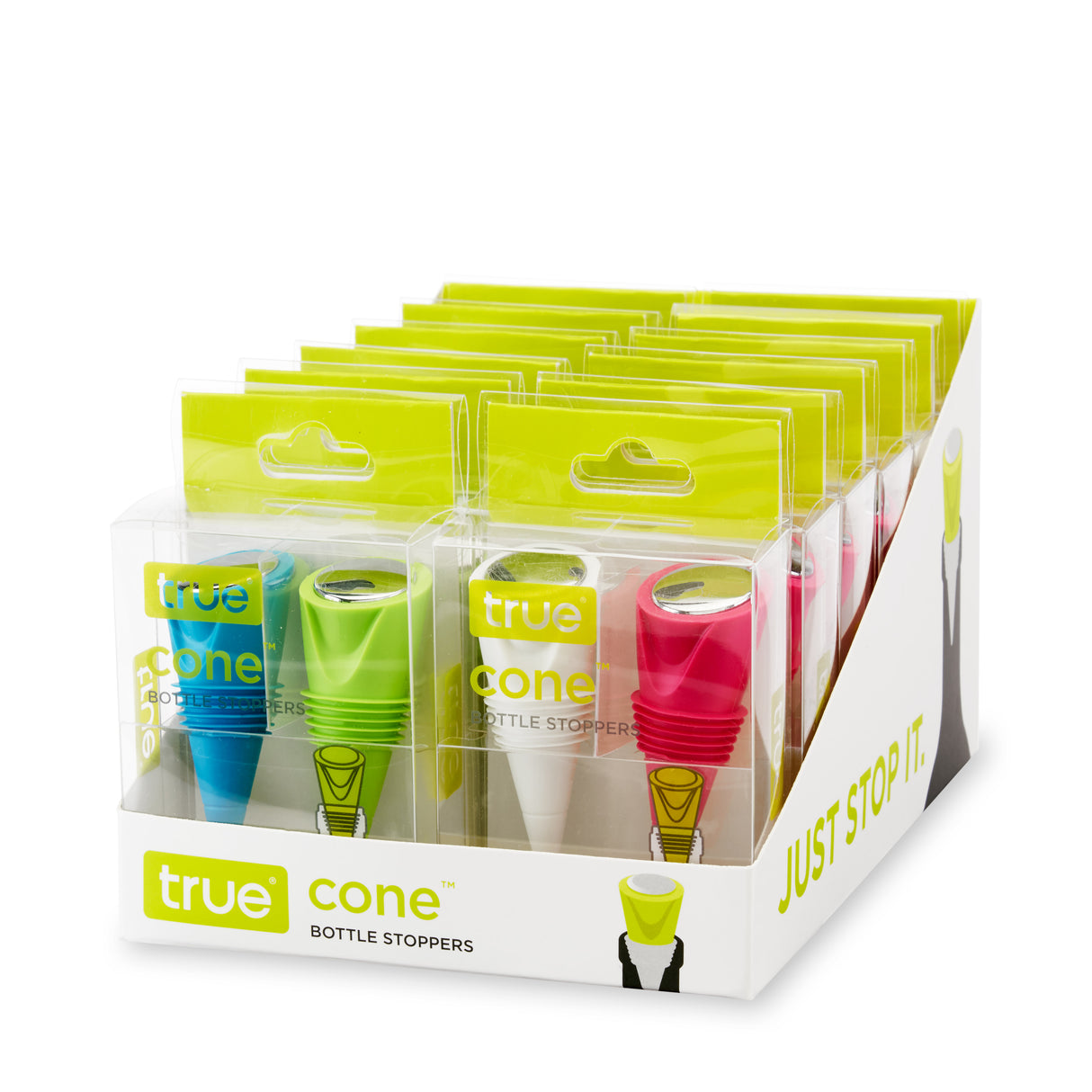 Cone Silicone Bottle Stoppers in Assorted Brights, Set of 2