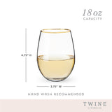 Gilded Stemless Wine Glasses, Set of 2