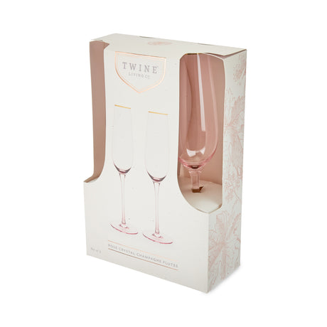 Rose Crystal Champagne Flutes, Set of 2