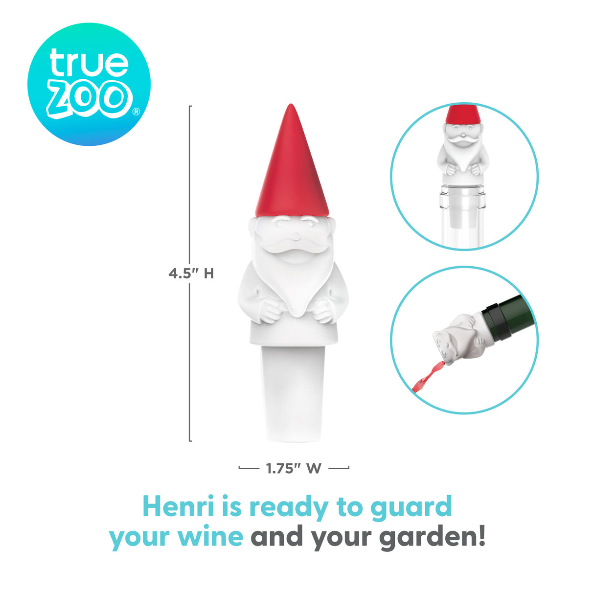 TrueZoo Henri Silicone Bottle Stopper & Pourer, CDU 12ct