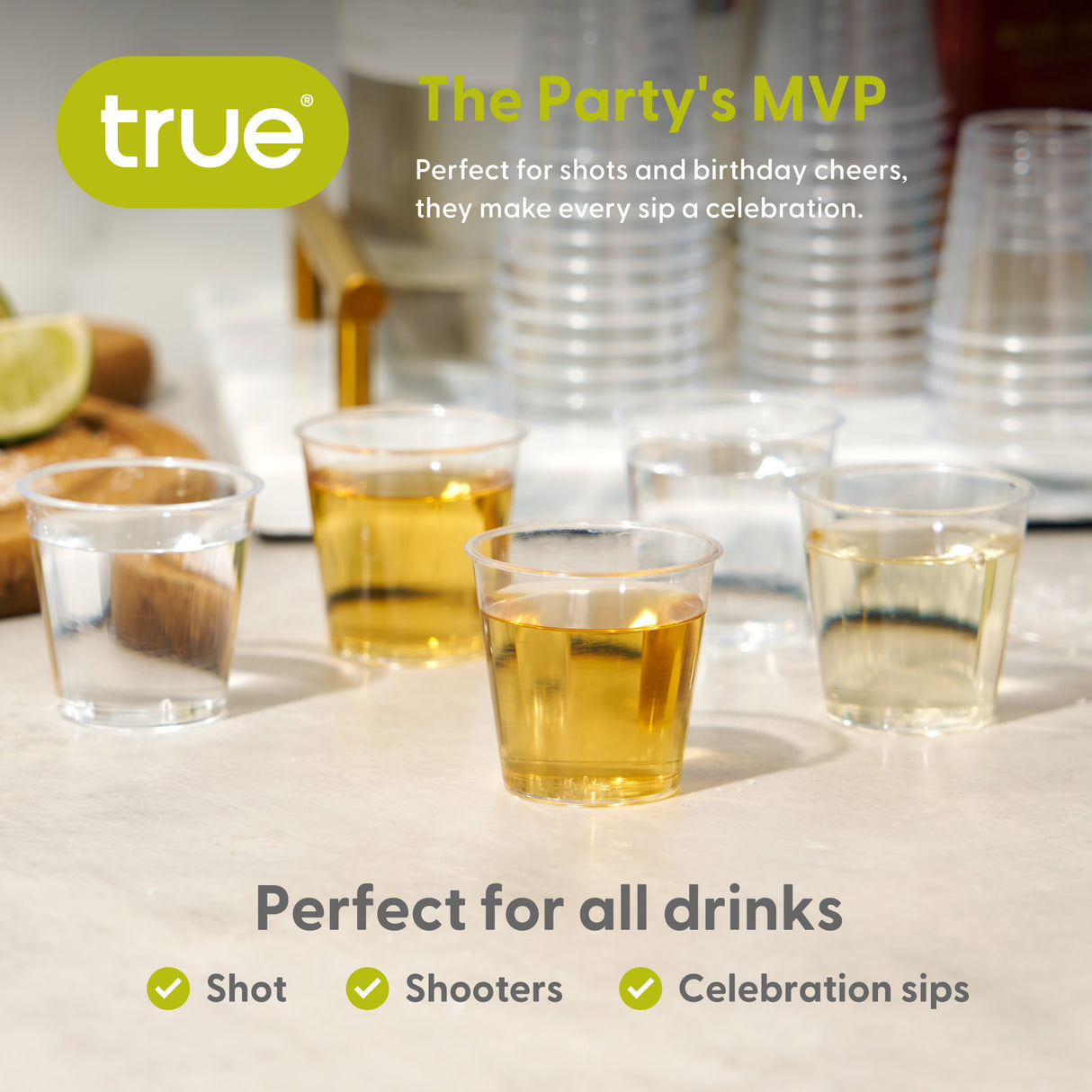 Party 1 oz Plastic Shot Glasses in Clear, Set of 50