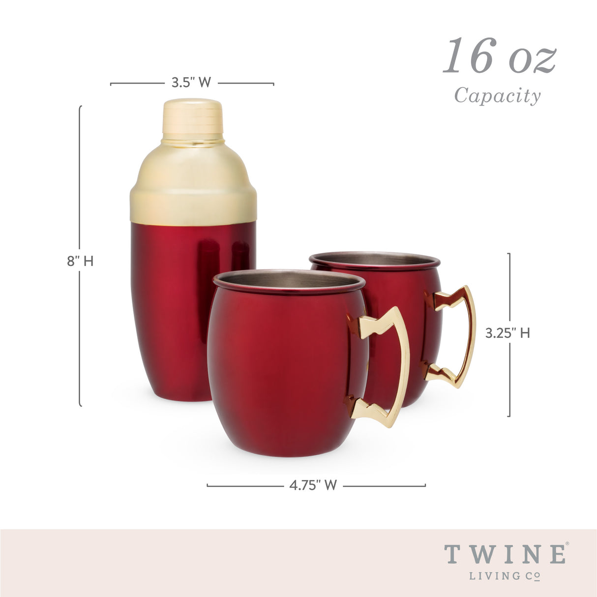 Moscow Mule Mug & Shaker Gift Set in Red