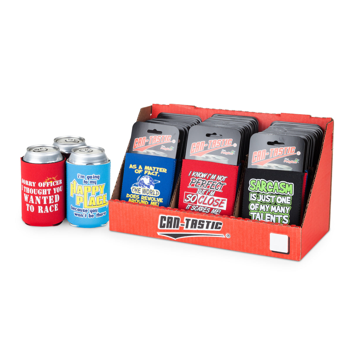 Fun Remarks Can-Tastic Can Holders In Assorted Styles, CDU 36ct