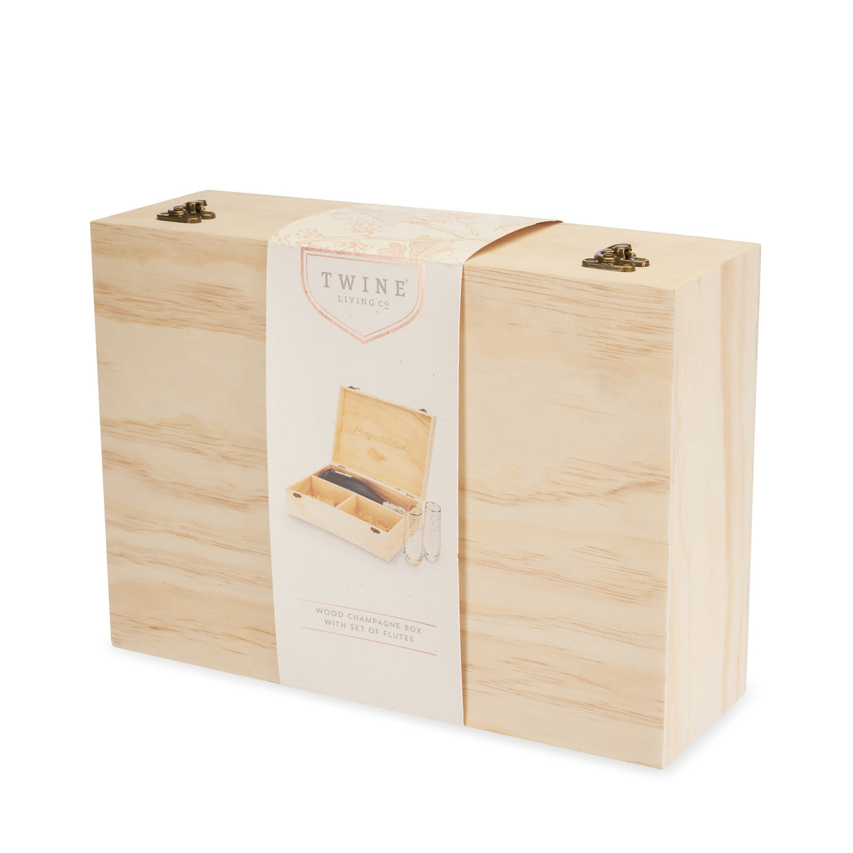 Celebrate Wood Champagne Box & Flutes Set