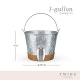 Jute Wrapped Galvanized Metal Ice Bucket with Scoop