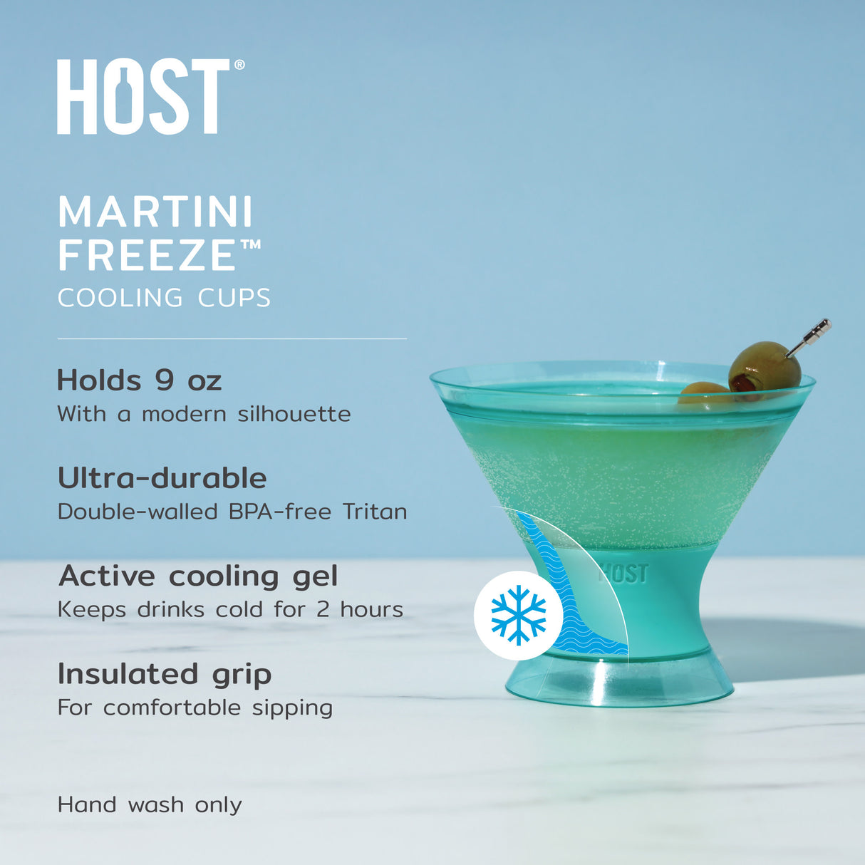 Martini FREEZE Cooling Cup in Assorted Vivid Colors, CDU 6ct