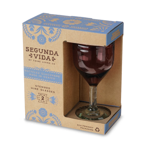 Segunda Vida Rosado Recycled Stemmed Wine Glasses, Set of 2