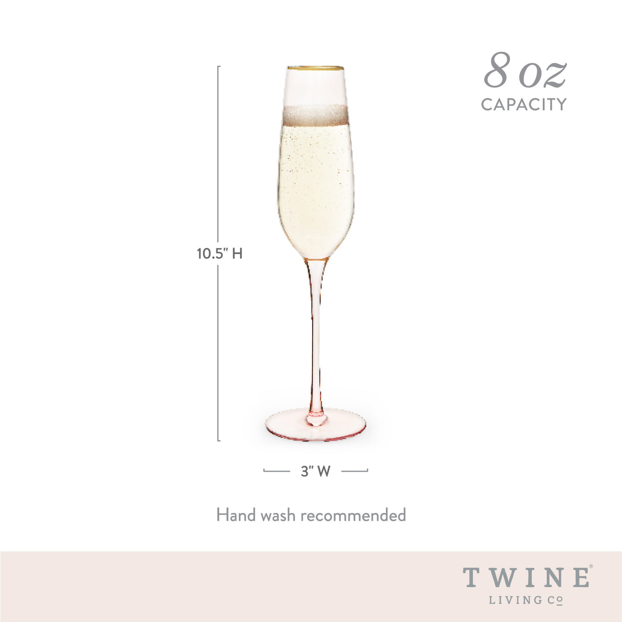 Rose Crystal Champagne Flutes, Set of 2