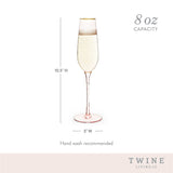 Rose Crystal Champagne Flutes, Set of 2