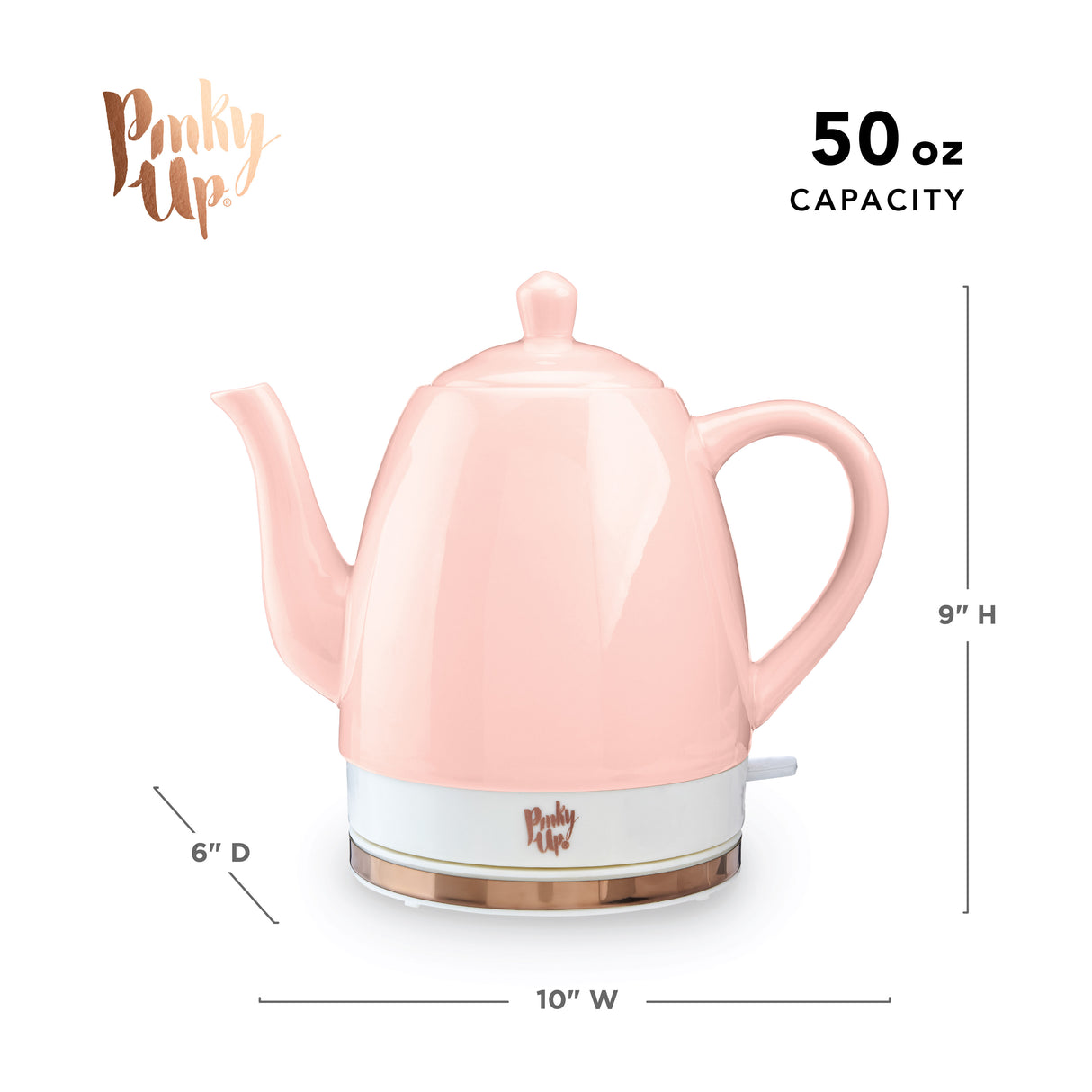 Noelle Ceramic Electric Tea Kettle in Pink