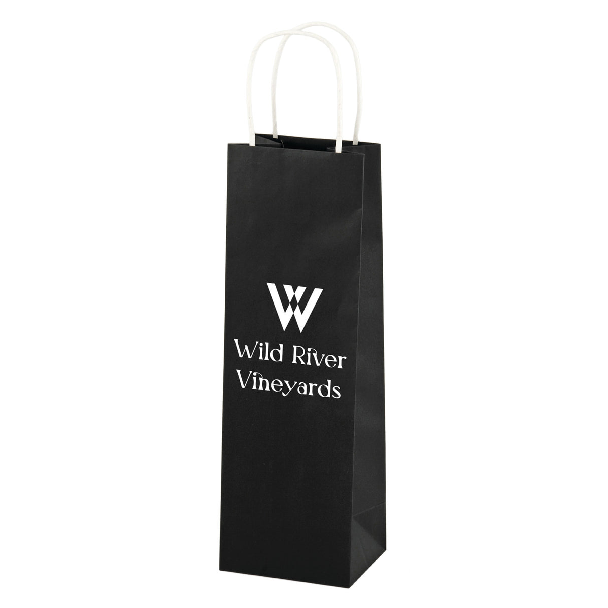 Single Bottle Kraft Bag with Handle in Black