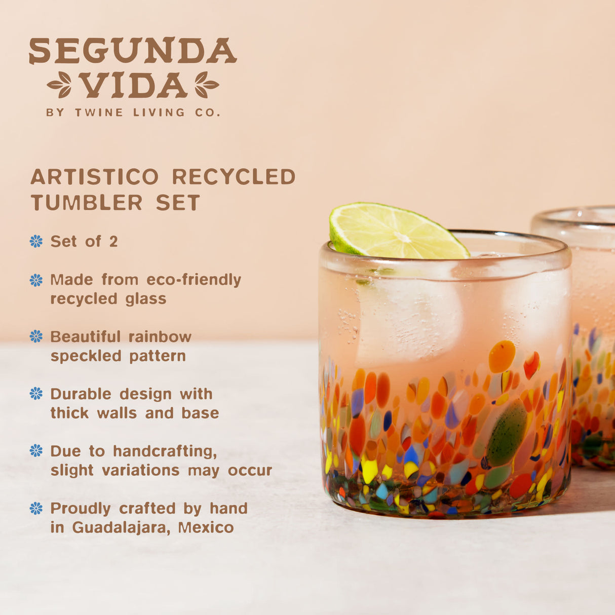 Segunda Vida Artistico Recycled Tumblers, Set of 2