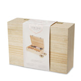 Single Bottle Wooden Wine Box with Two Stemless Wine Glass Set