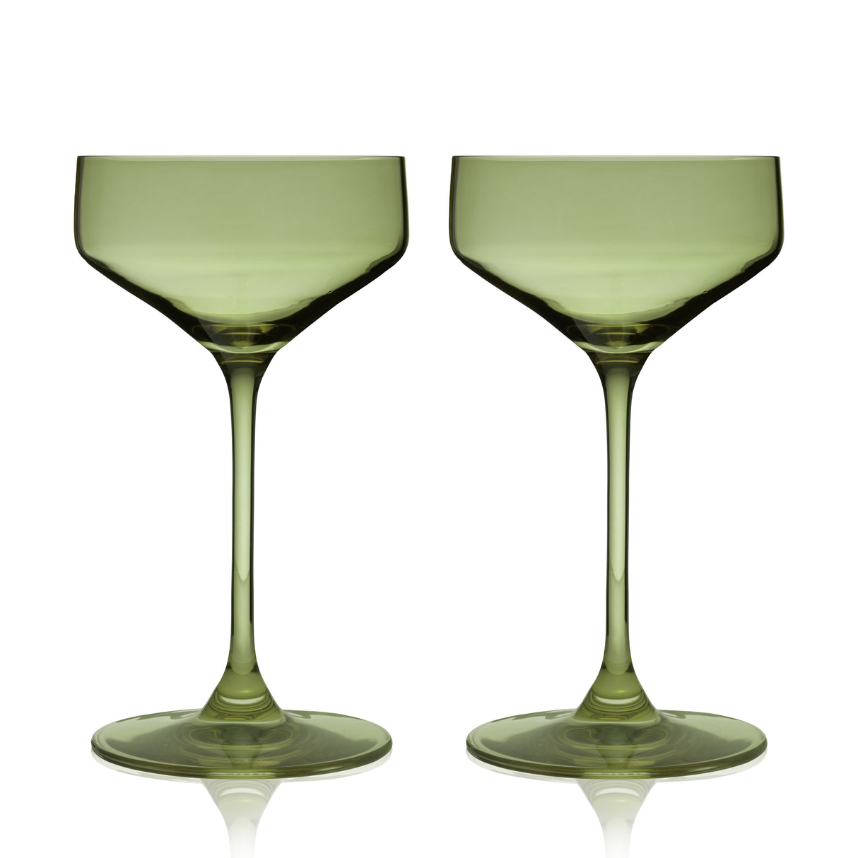 Reserve Nouveau Crystal Coupes in Sage, Set of 2