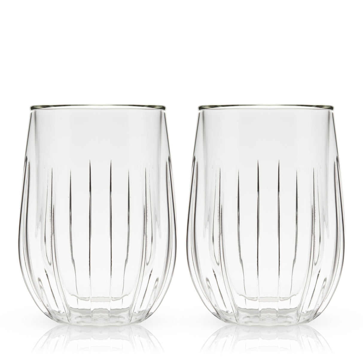 Double Walled Stemless Wine Glasses, Set of 2