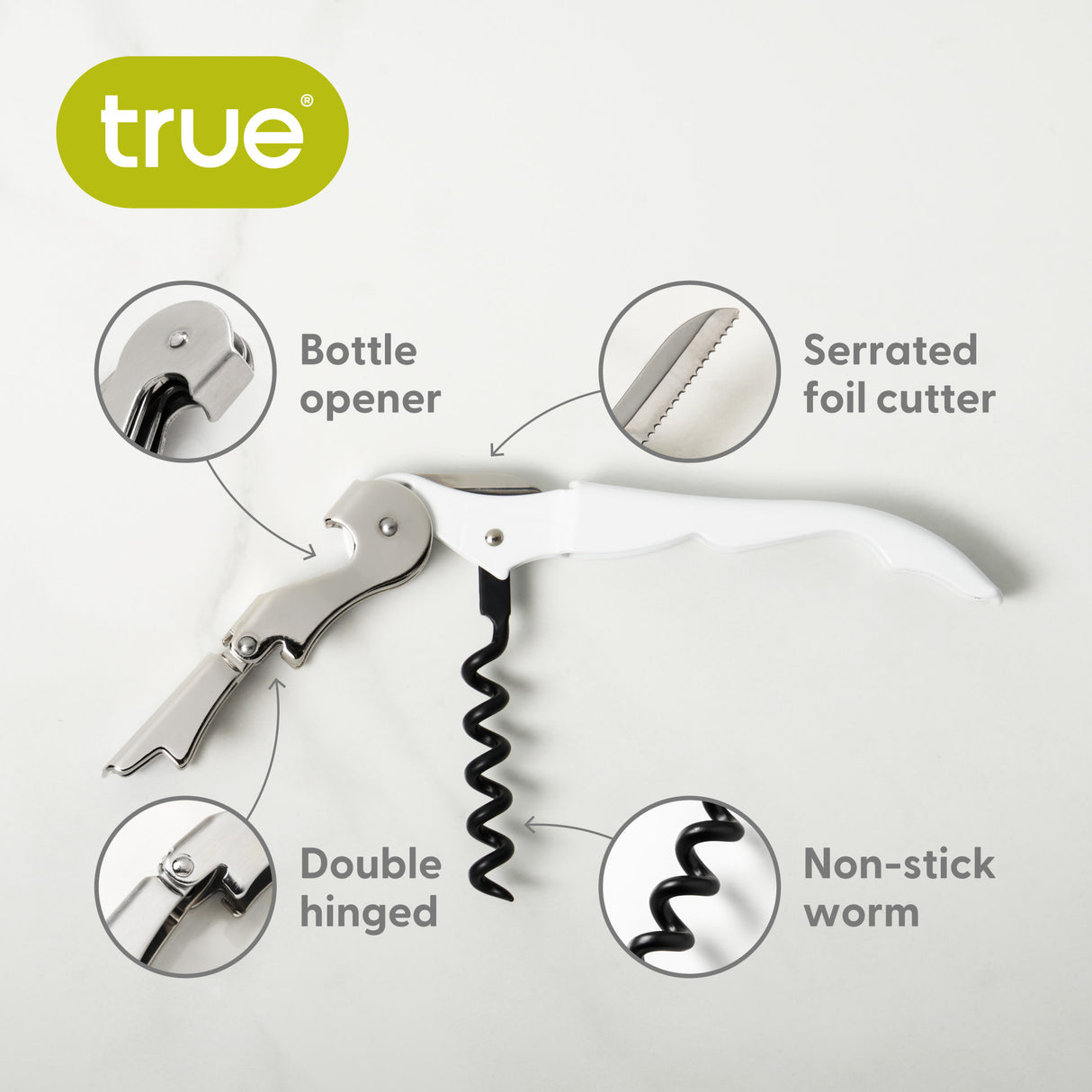 Truetap Waiter's Corkscrew in White