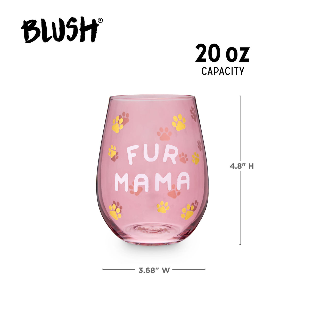 Fur Mama Stemless Wine Glass