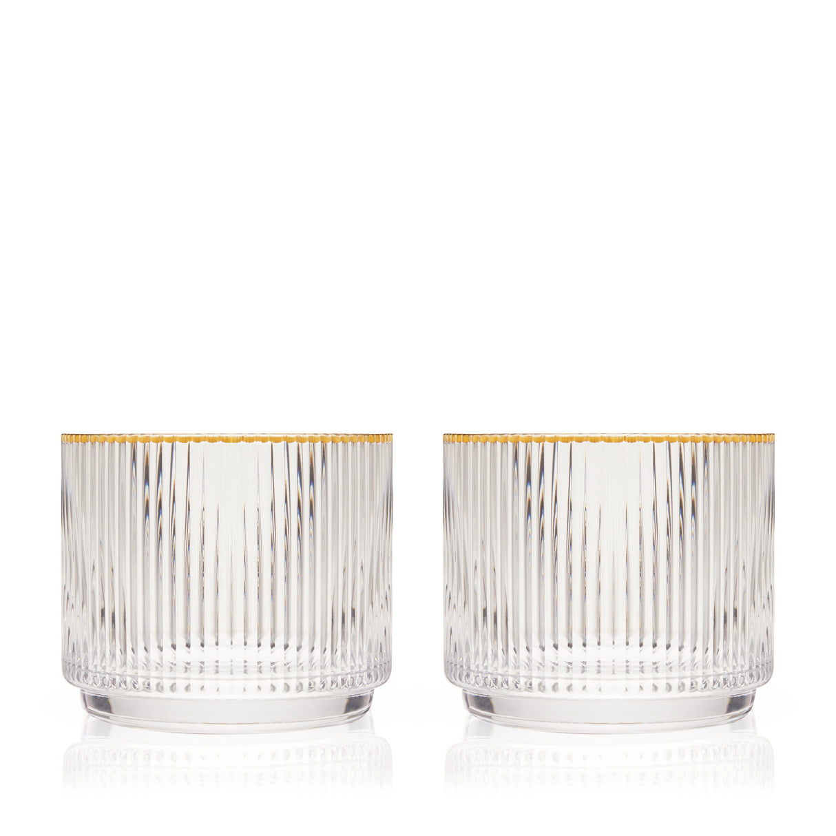 Meridian Crystal Gold Rimmed Lowball Tumblers, Set of 2