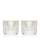 Meridian Crystal Gold Rimmed Lowball Tumblers, Set of 2