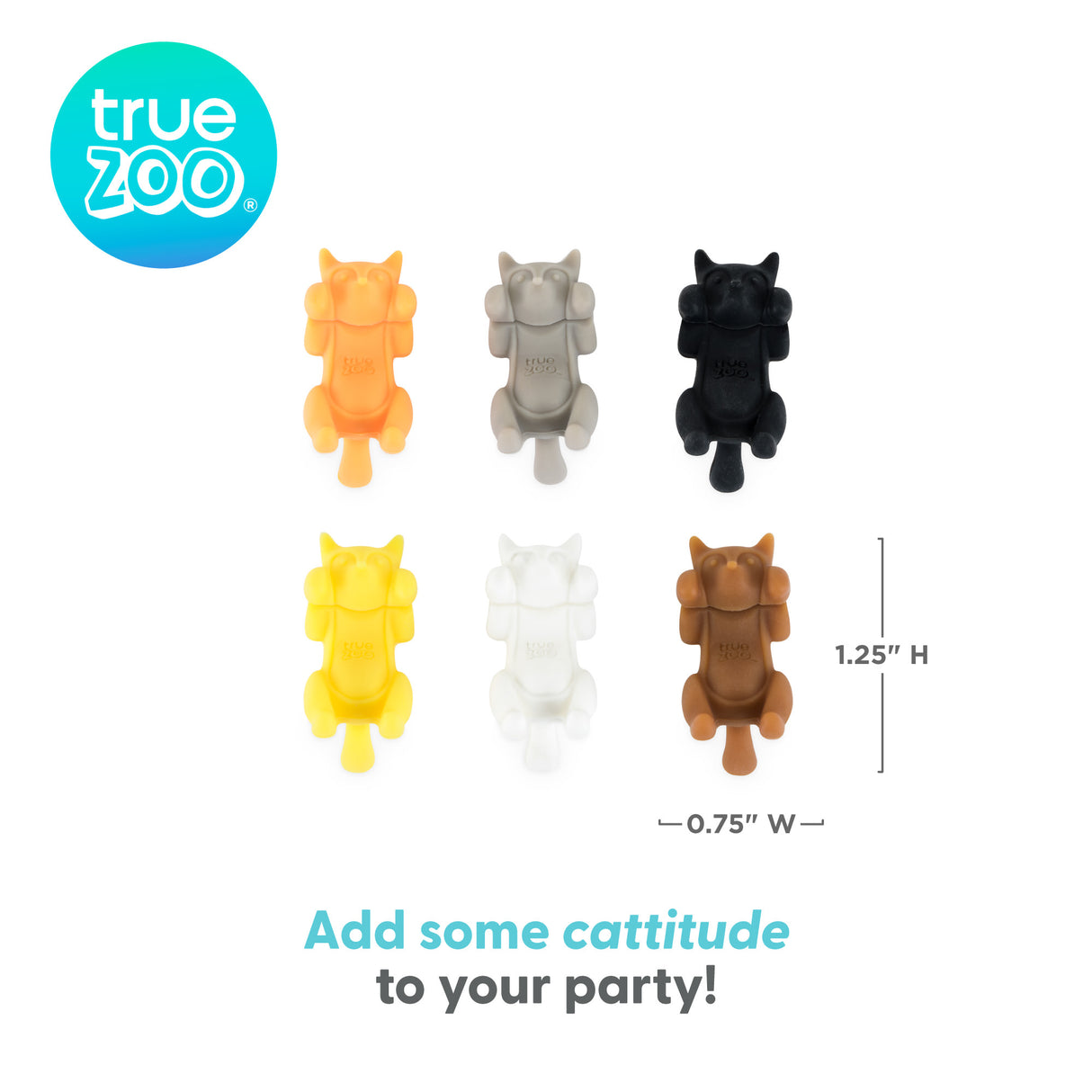 TrueZoo Paws Off Cat Silicone Drink Marker, Set of 6, CDU 12ct