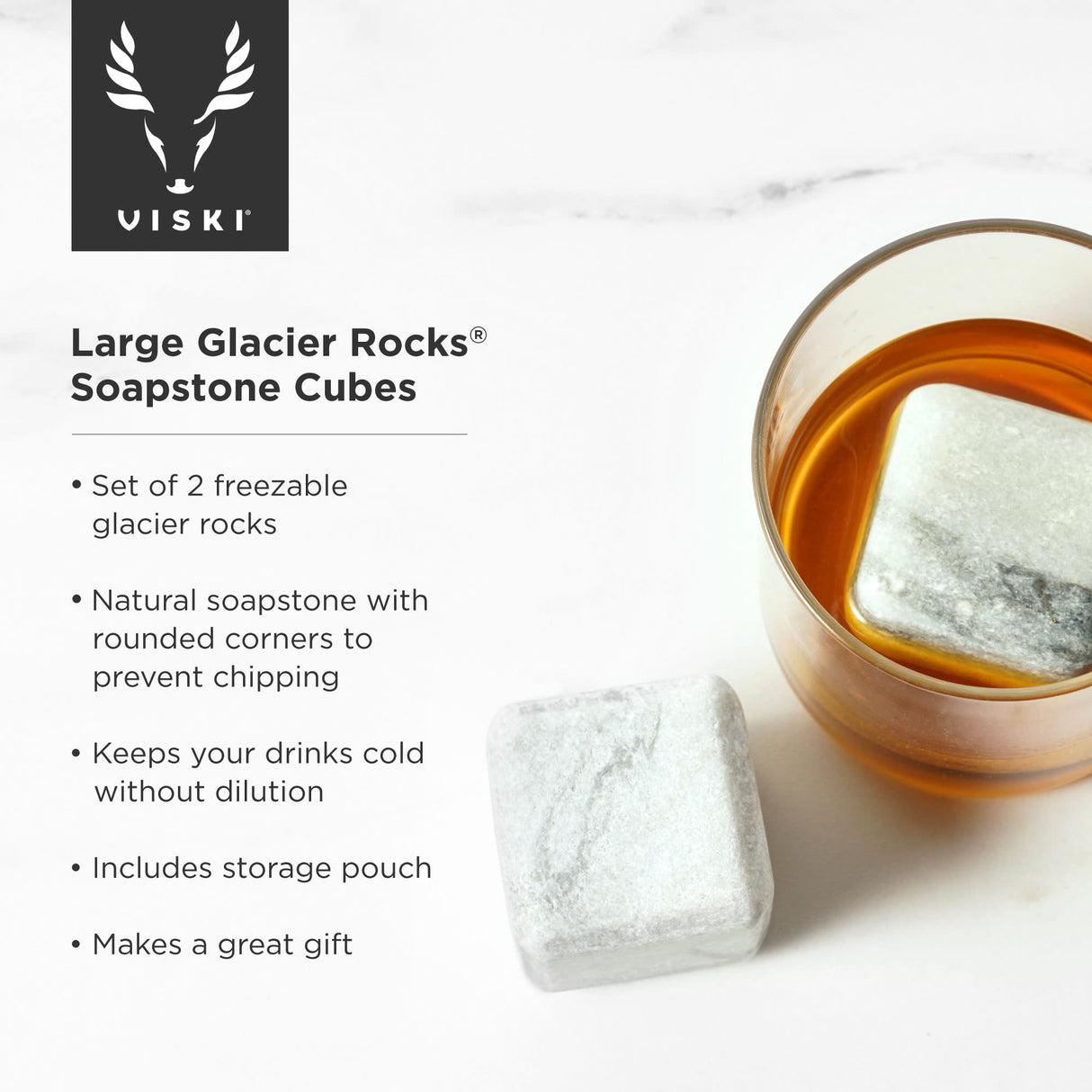 Glacier Rocks Large Soapstone Cubes, Set of 2