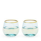 Aqua Bubble Stemless Wine Glasses, Set of 2