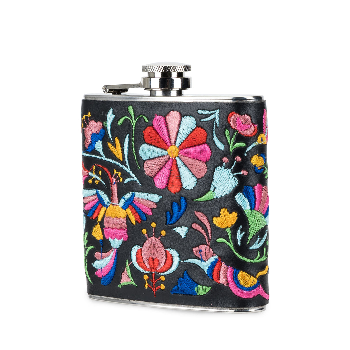 Salina Embroidered 6 oz Stainless Steel Flask