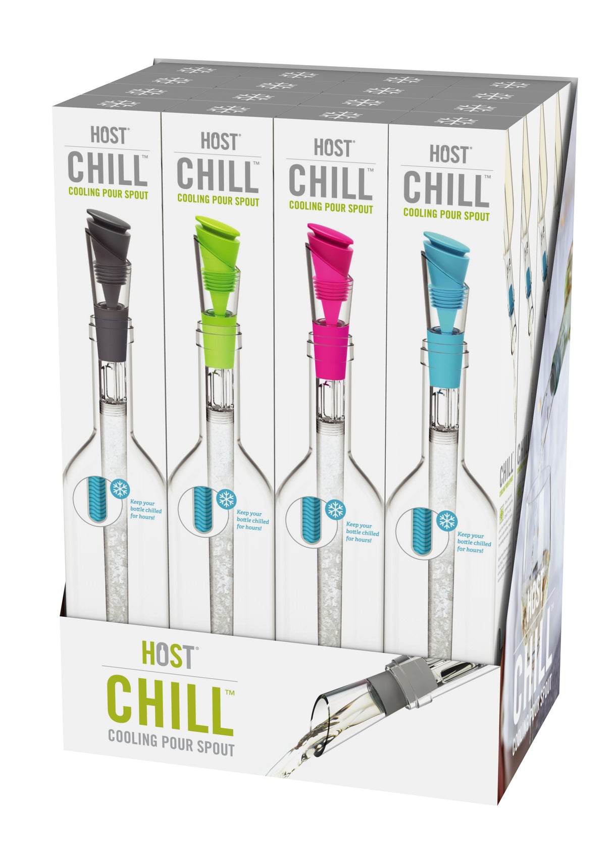 CHILL Cooling Pour Spout in Assorted Colors, CDU 16ct